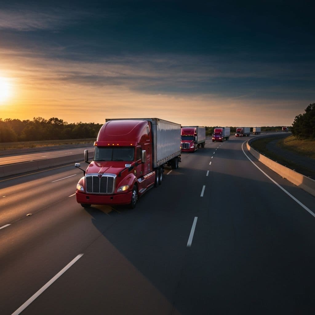 Commercial trucks on highway - transportation insurance